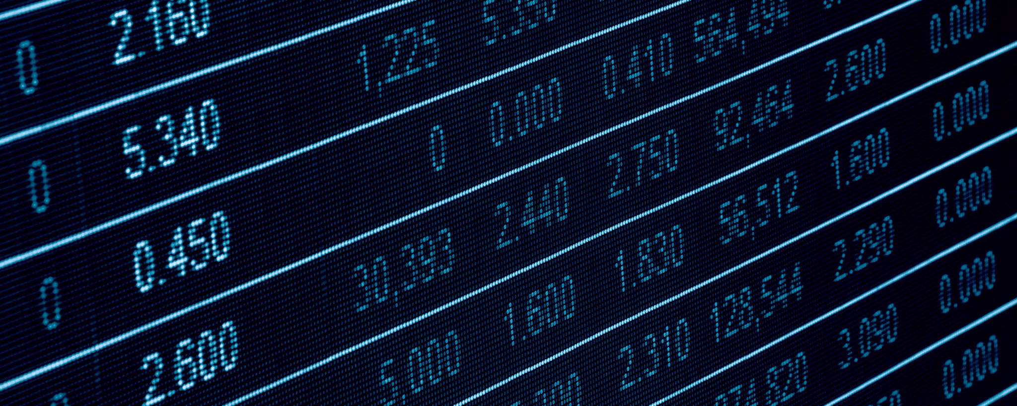 a stock ticker screen